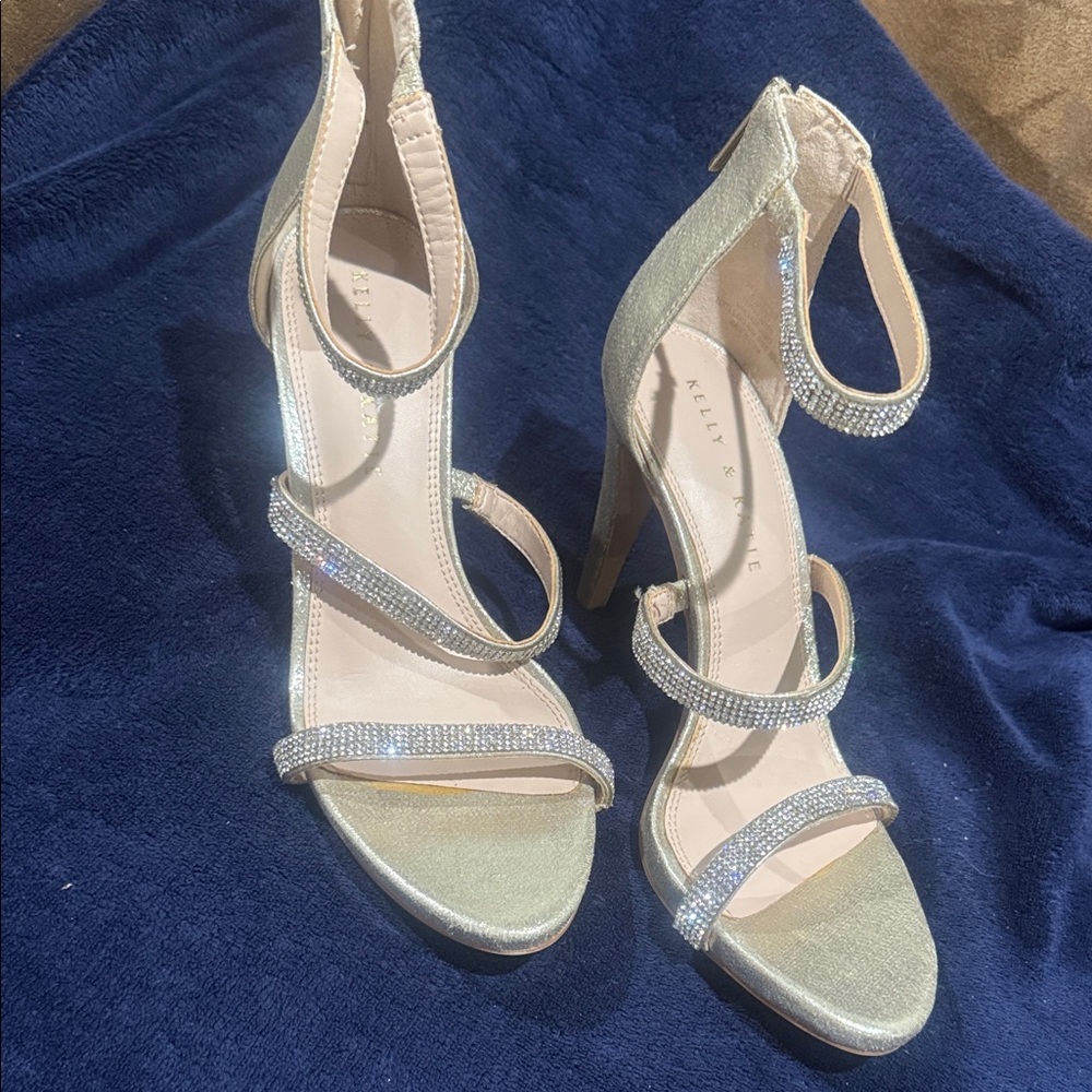 Kelly & Katie Glittering Silver Strappy Heels